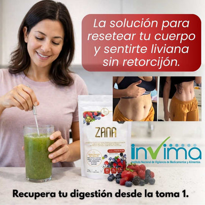 Zana ® | Fibra en polvo para prevenir estreñimiento sabor a frutos rojos