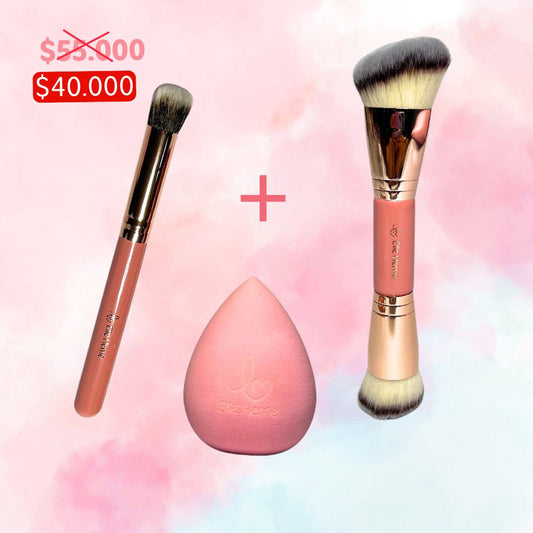Kit magic tools | Infaltable brocha de corrector, beauty blender y brocha doble ElleHeme