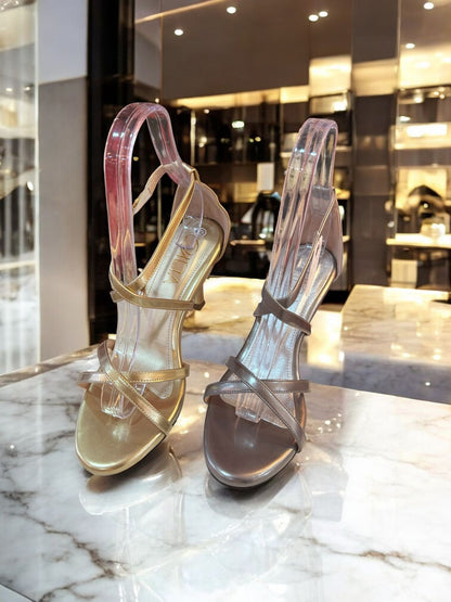 Tacones Giselle plomo y dorado